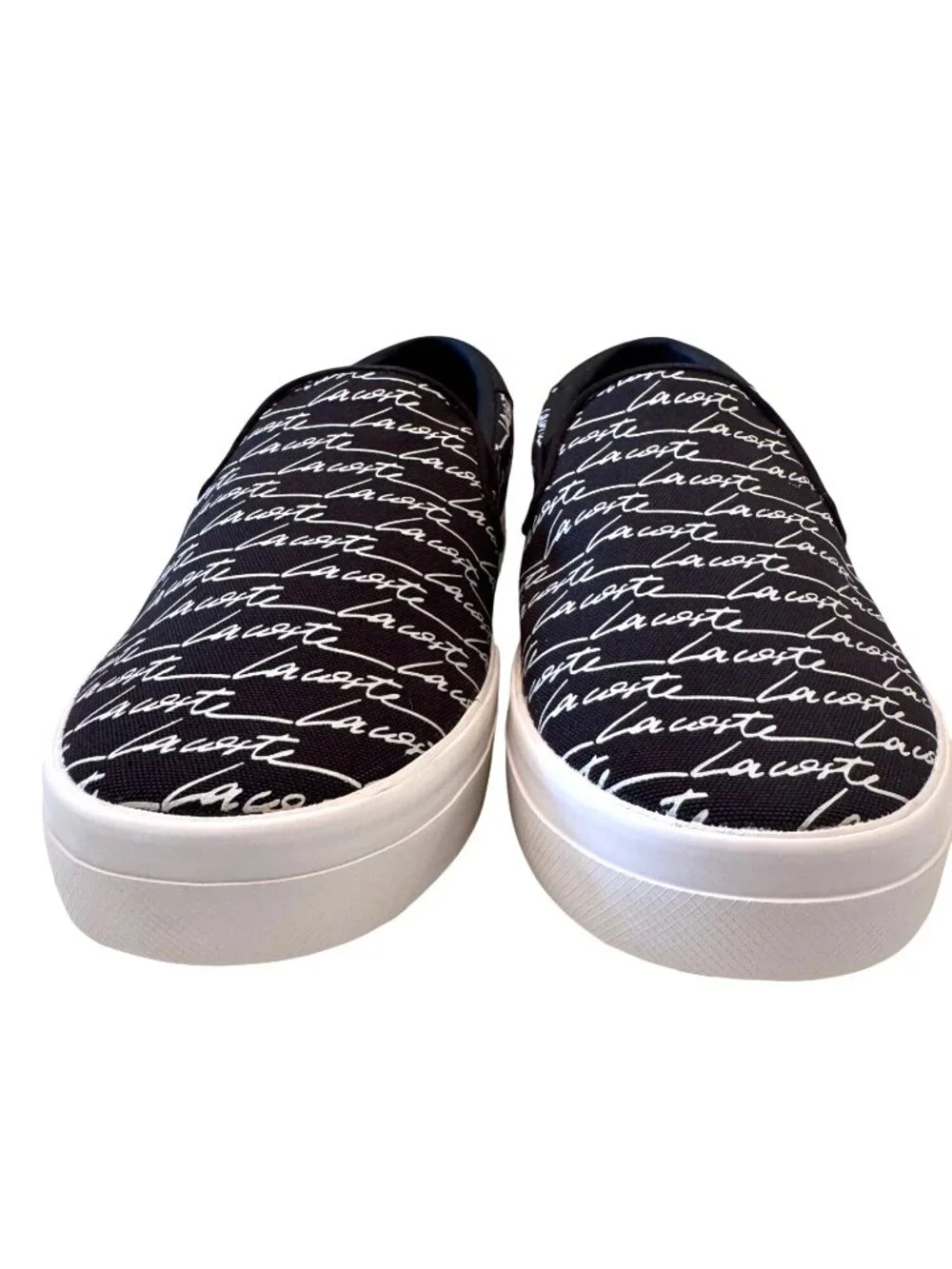 Lacoste Jump Serve Size 8.5 Canvas Slip On Black White NWB
